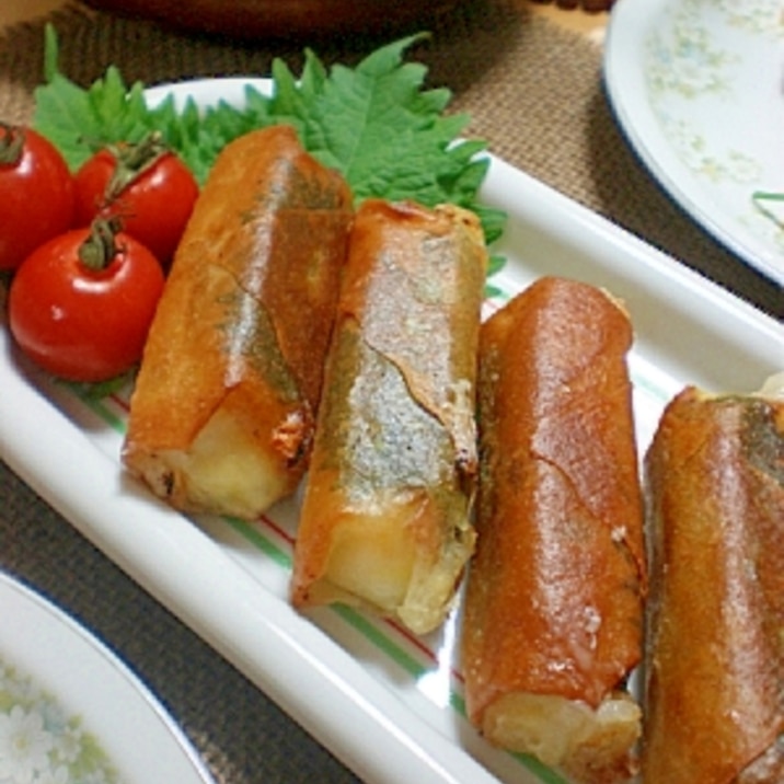 焼いてサクサクモチモチ☆大葉とチーズのお餅春巻き!